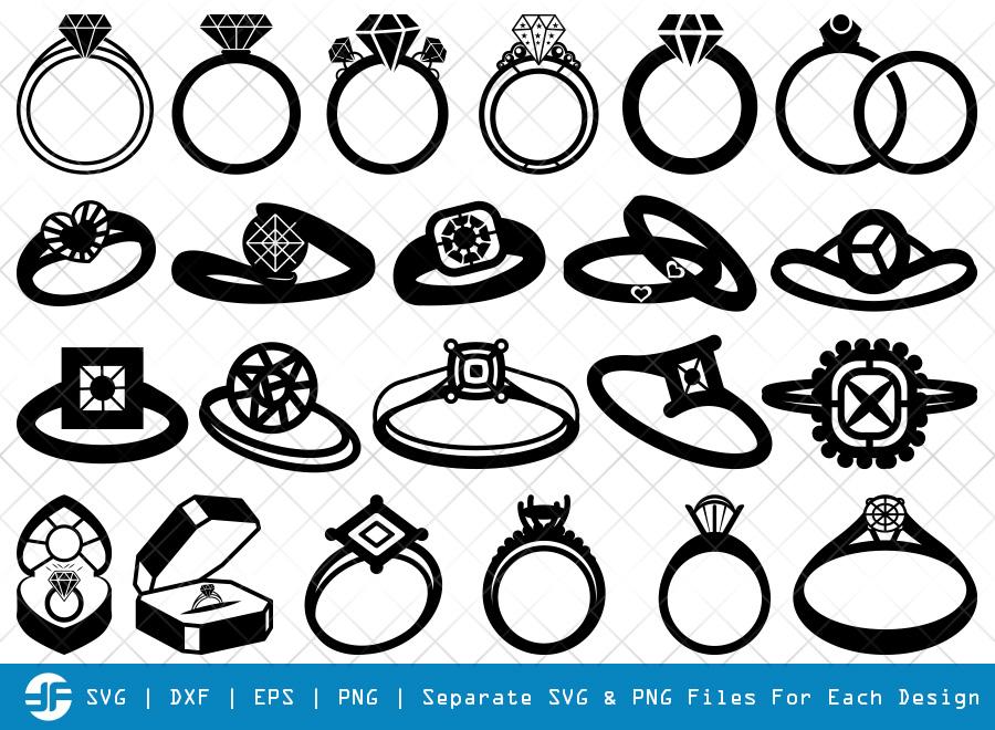 Download Wedding Ring Svg Cut Files Diamond Ring Silhouette So Fontsy
