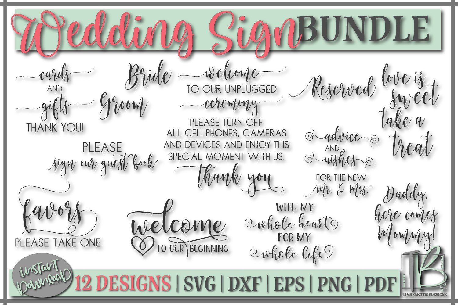 Download Wedding Sign Svg Bundle So Fontsy