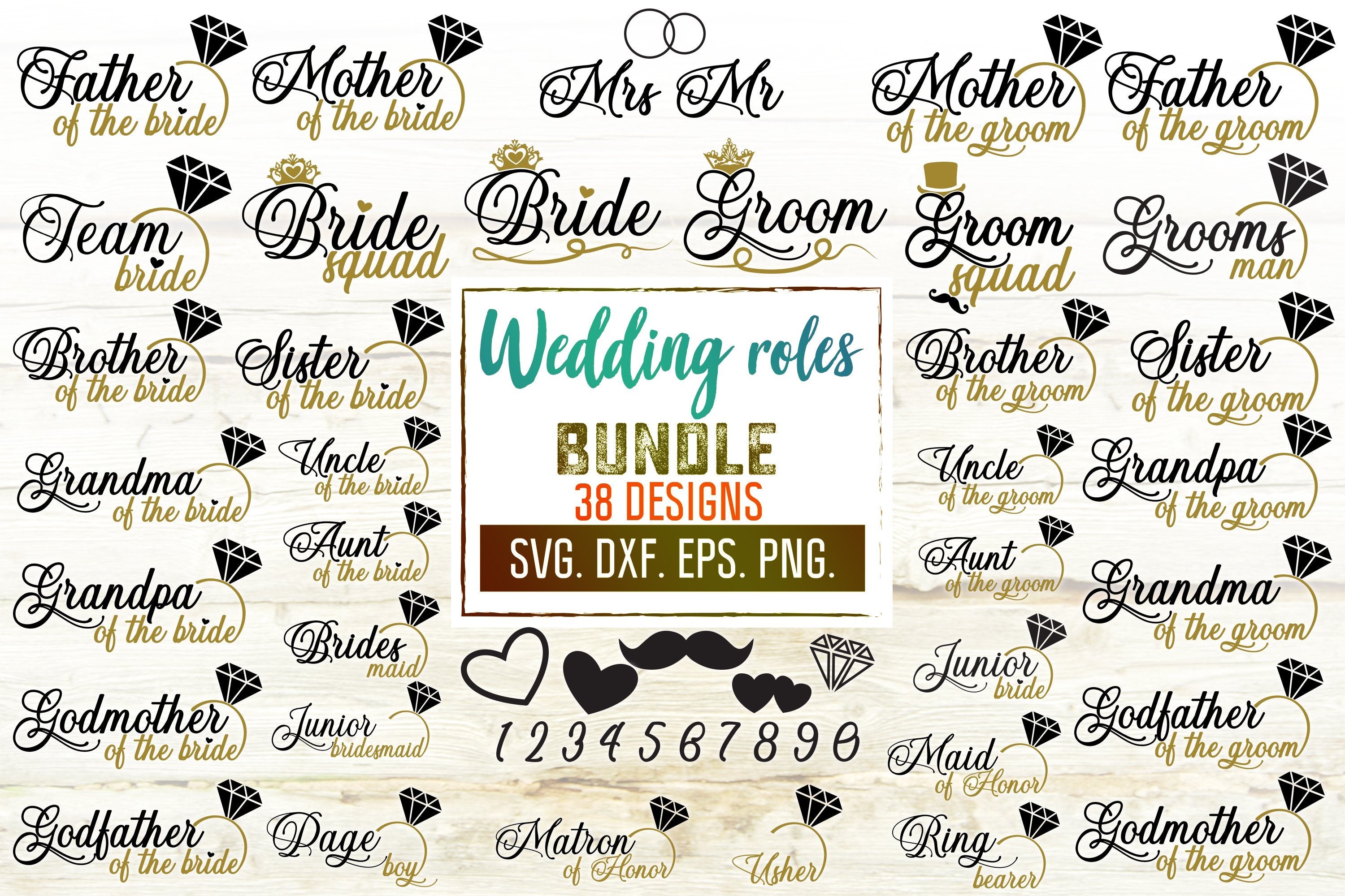 Download Wedding Svg Wedding Svg Bundle Bride Svg Groom Svg Wedding Roles Svg Bridesmaid Svg Maid Of Honor Svg Bridal Party Dxf Eps Png So Fontsy