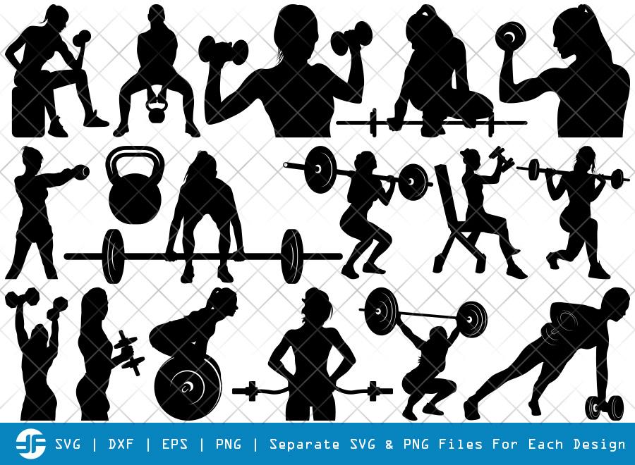Download Weight Lifting Women Svg Cut Files Silhouette Bundle So Fontsy