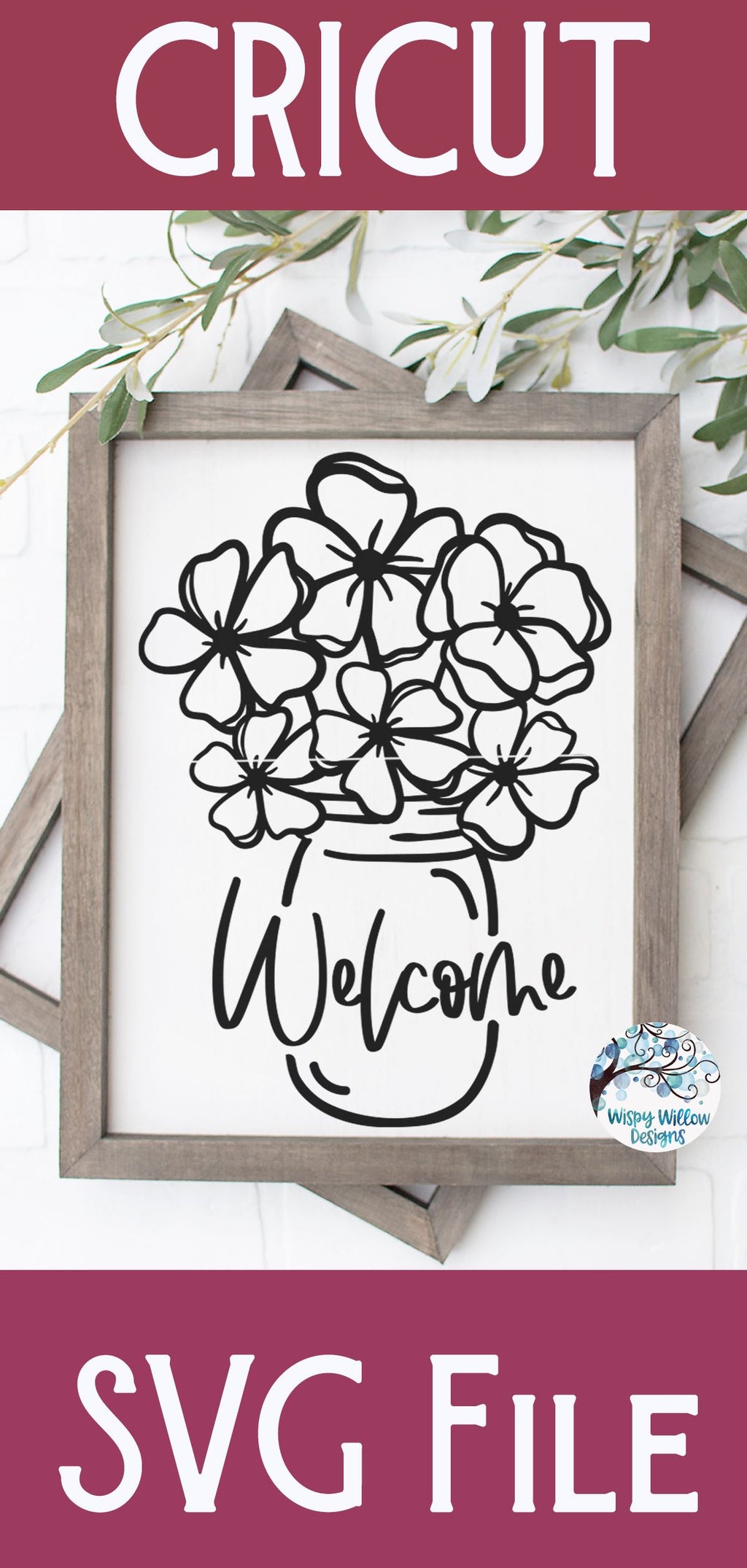 Download Welcome Flowers in Mason Jar Svg - So Fontsy