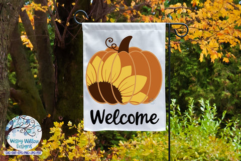 Welcome Pumpkin Sunflower Svg Fall Pumpkin Svg Cut File So Fontsy