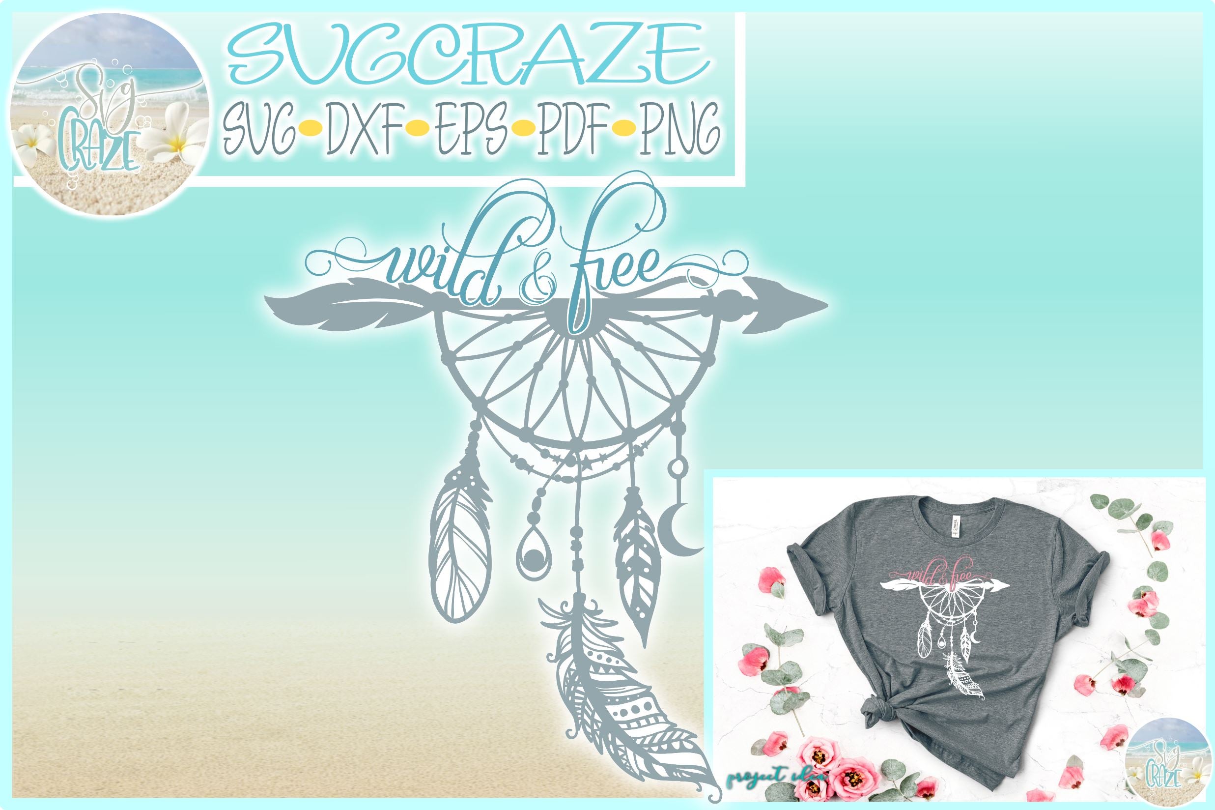 Download Wild And Free Quote Boho Dream Catcher Arrow And Feathers Svg So Fontsy