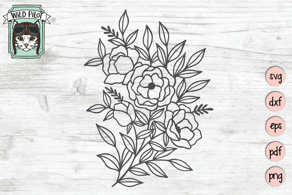 Wild Flowers Bouquet SVG Cut File - So Fontsy