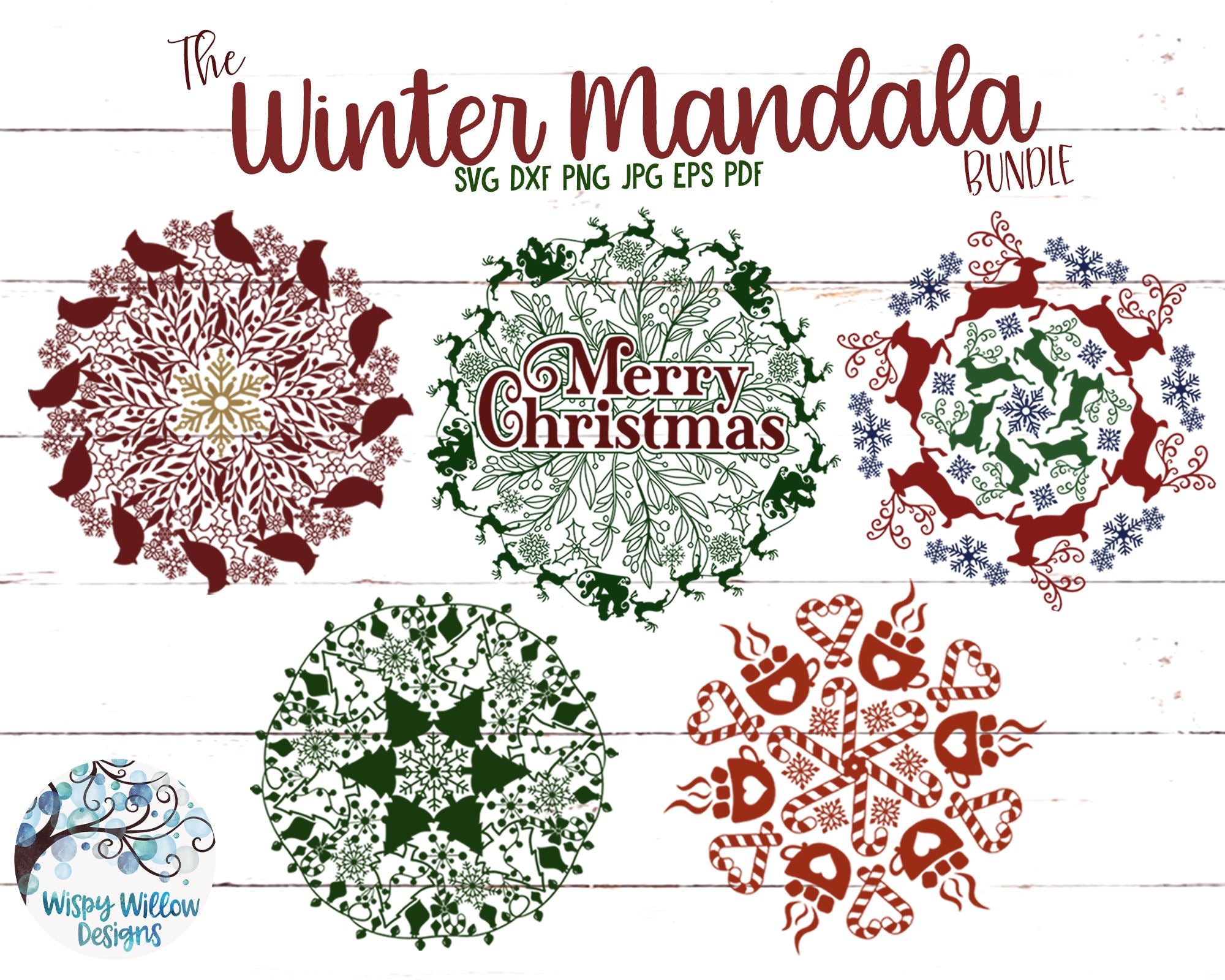 Download Clip Art 8 Designs Christmas Mandala Svg Bundle Art Collectibles