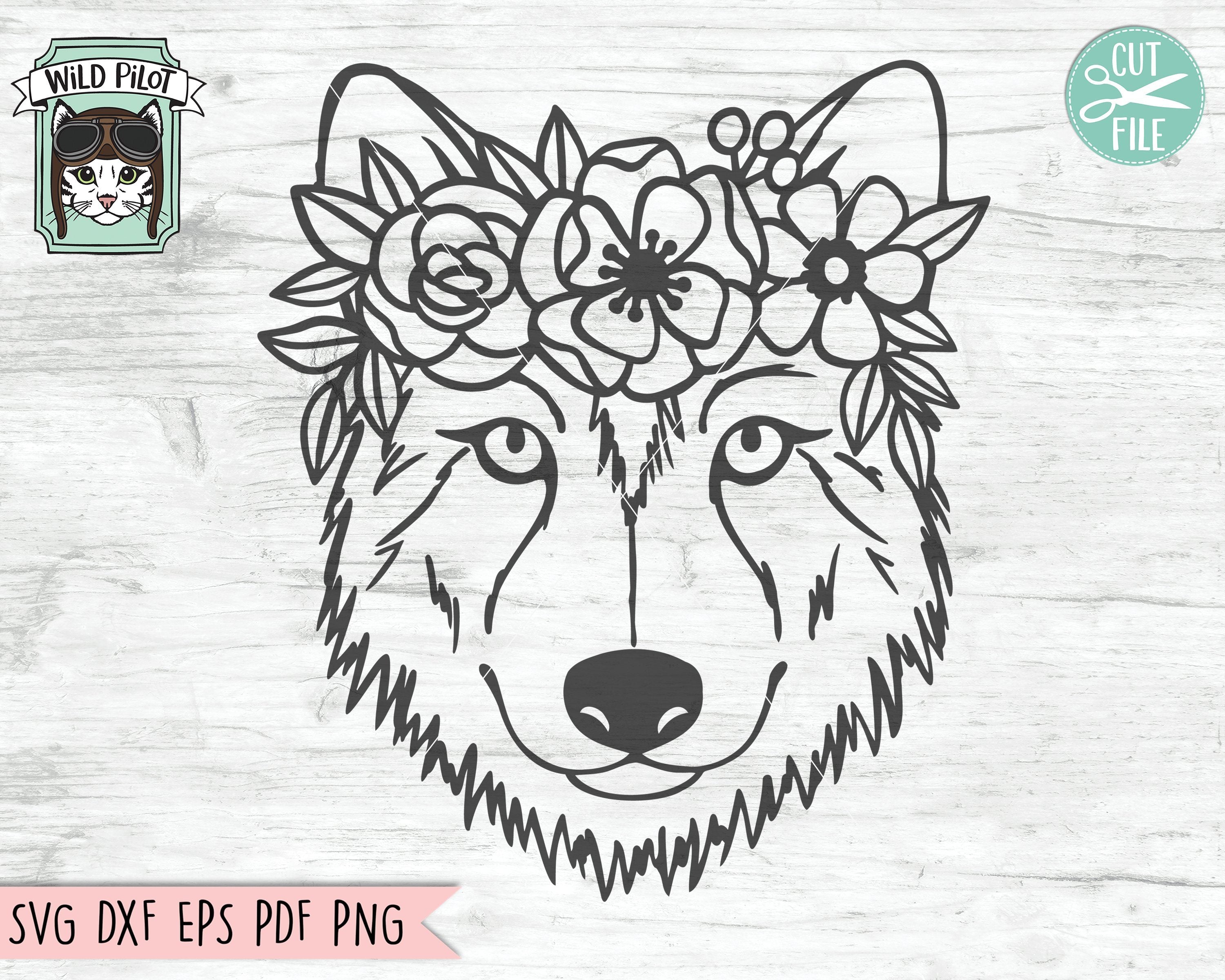 Wolf With Flower Crown Svg Cut File So Fontsy