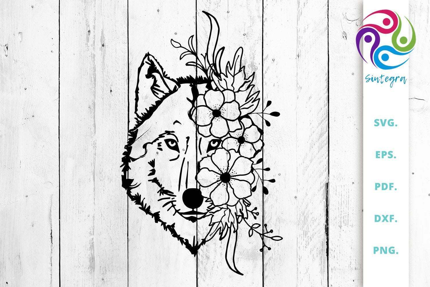 Download Wolf With Flowers Svg Cut Files So Fontsy