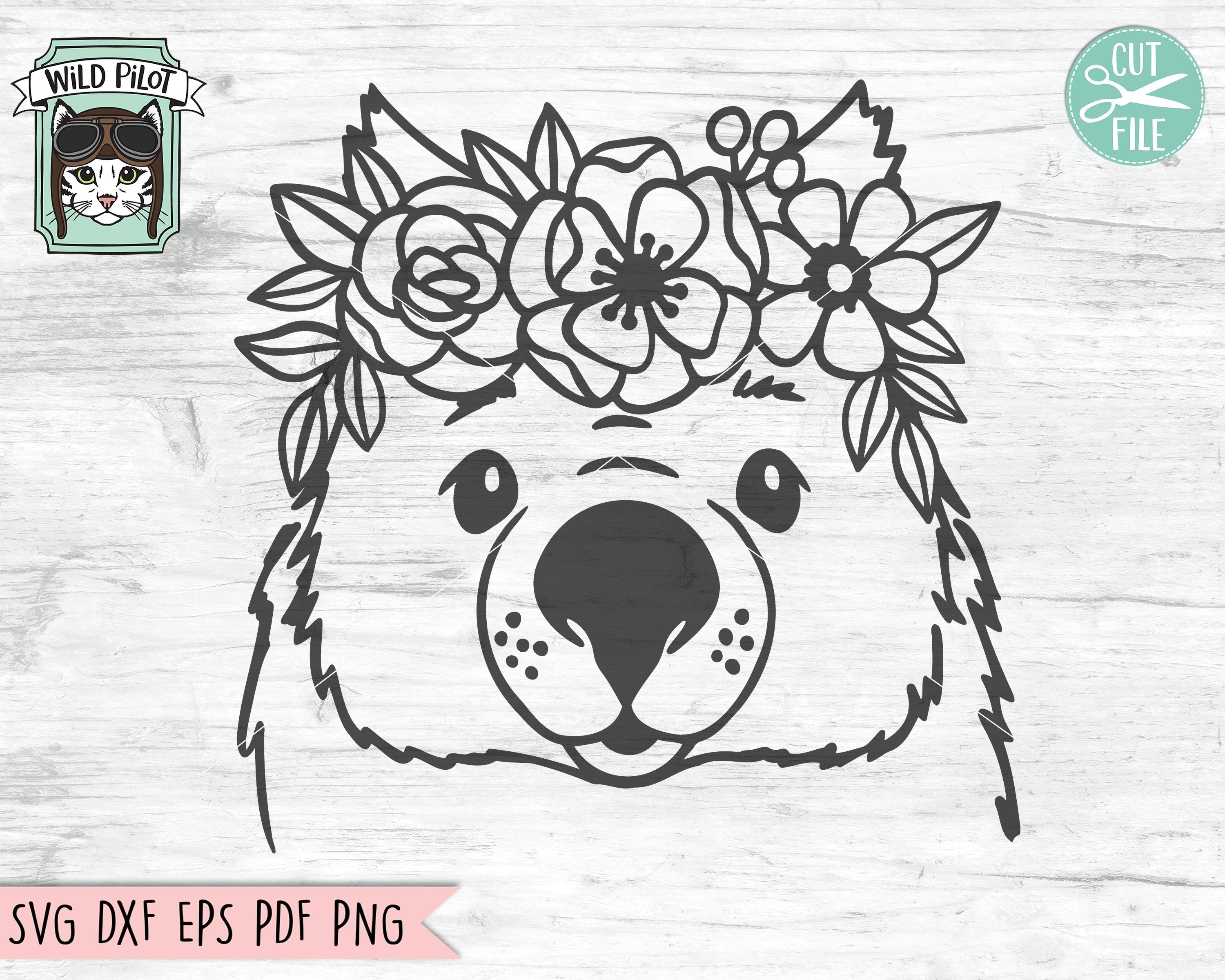 Download Wombat Svg File Wombat With Flower Crown Svg Wombat Cut File Animal Face Svg Floral Crown Svg Wombat With Flowers On Head Svg Australia Svg File So Fontsy