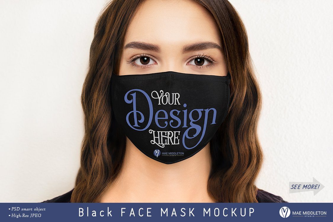 Download Women S Face Mask Mockup Black Psd Jpg So Fontsy