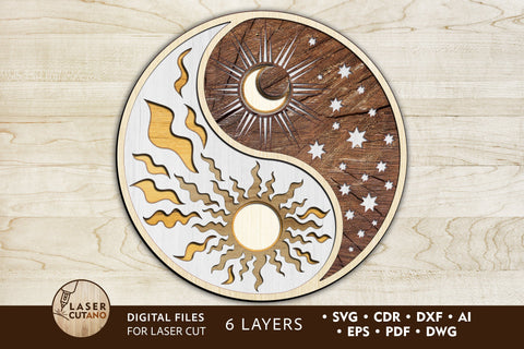 Download Yin Yang Multilayer Laser Cut Files Mandala Round Sign Svg 3d Designs So Fontsy