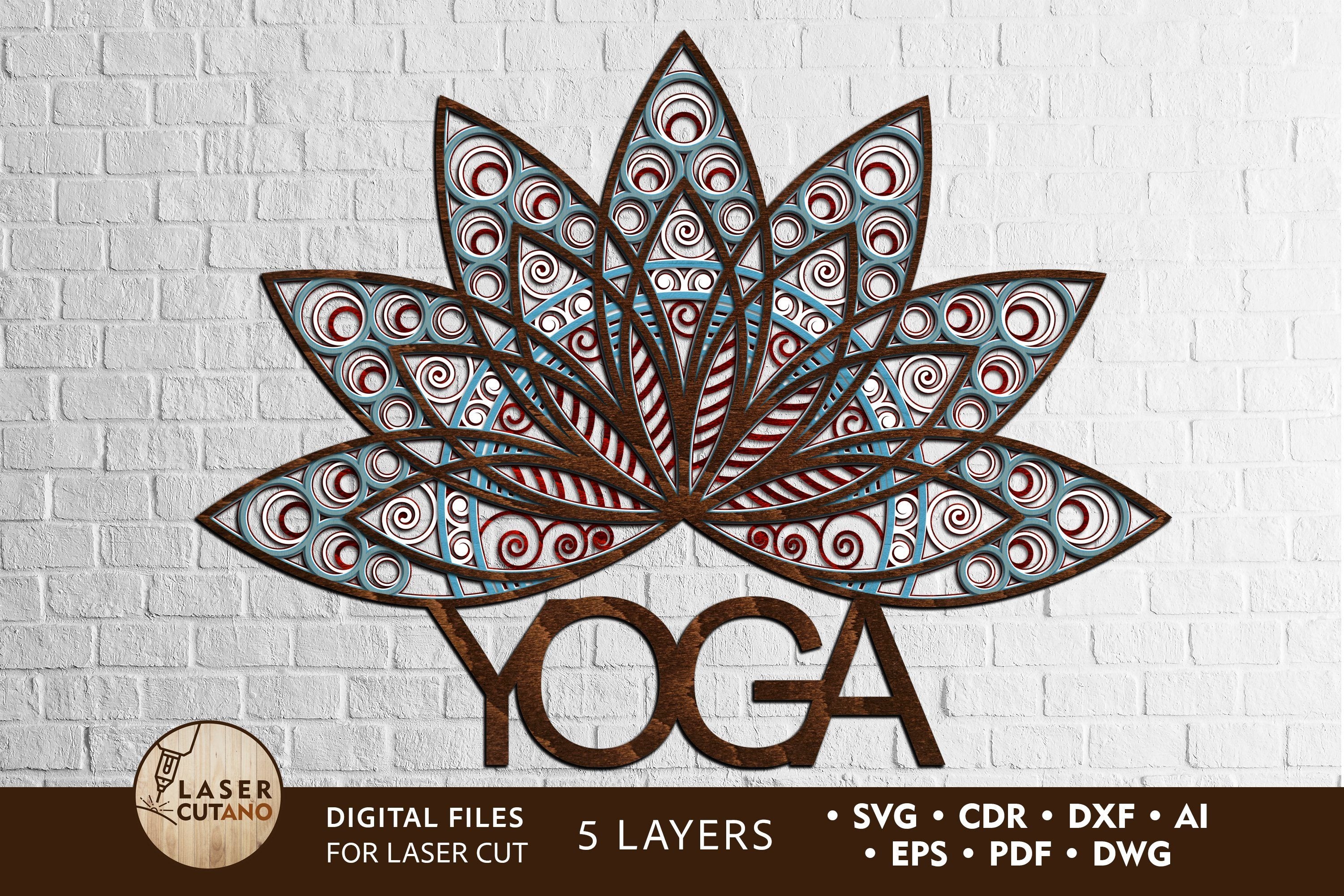 Download Yoga Logo Multilayer Laser Cut Files Mandala Round Sign Svg 3d Designs Mini Design Bundles So Fontsy