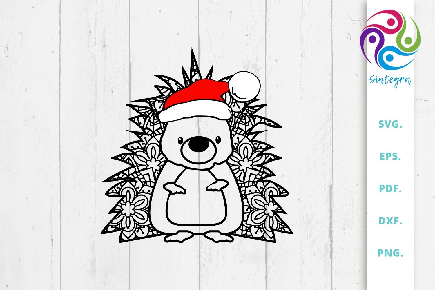 Download Zentangle Hedgehog With Santa Hat Svg File So Fontsy