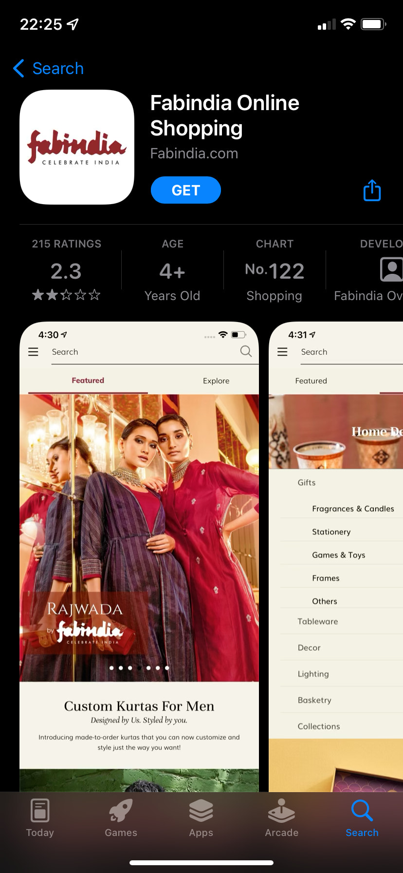 fabindia mobile app ecommerce