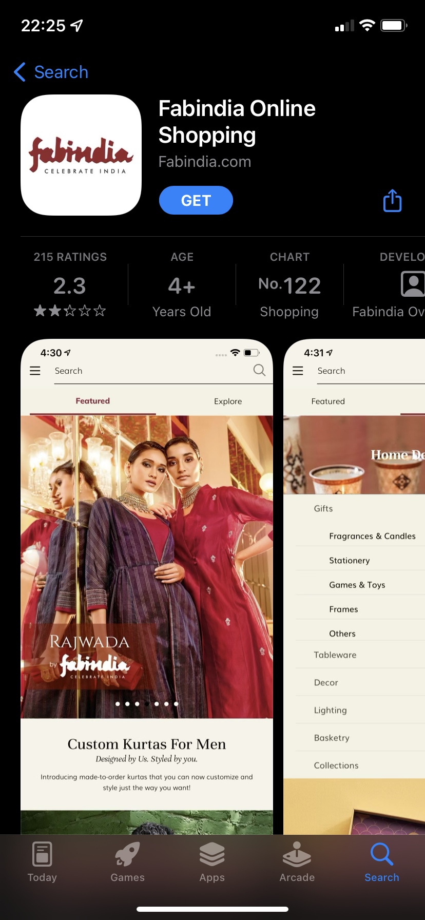 fabindia mobile app ecommerce