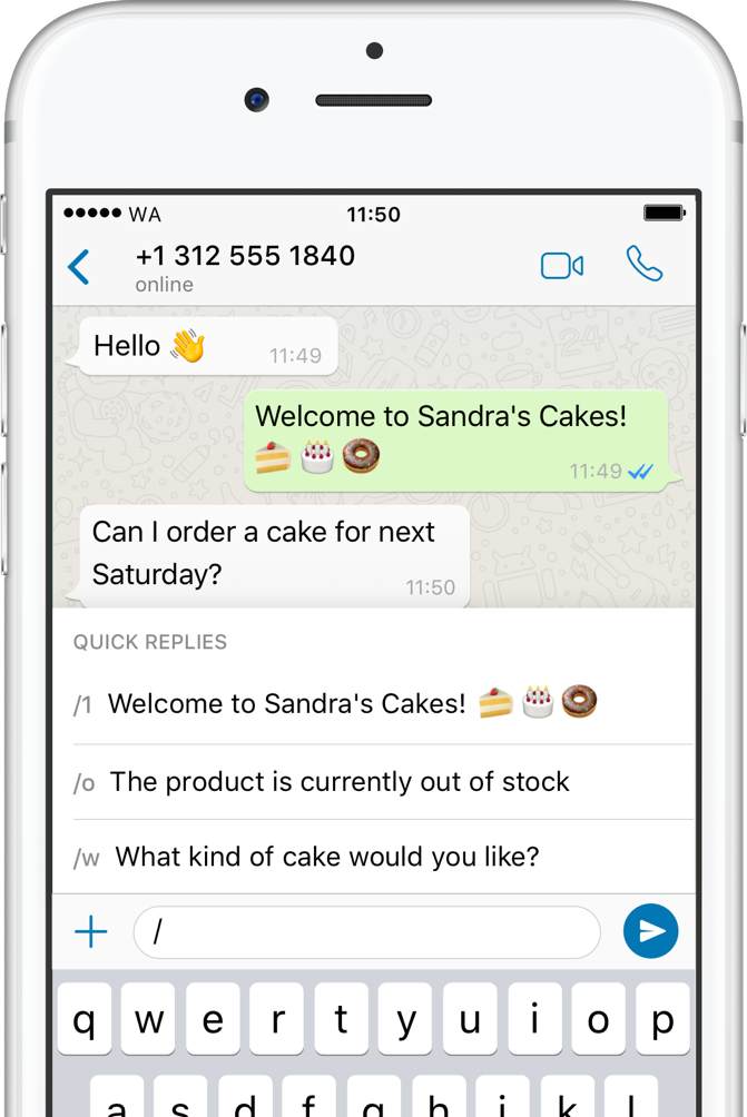 Quick replies on WhatsApp Business app