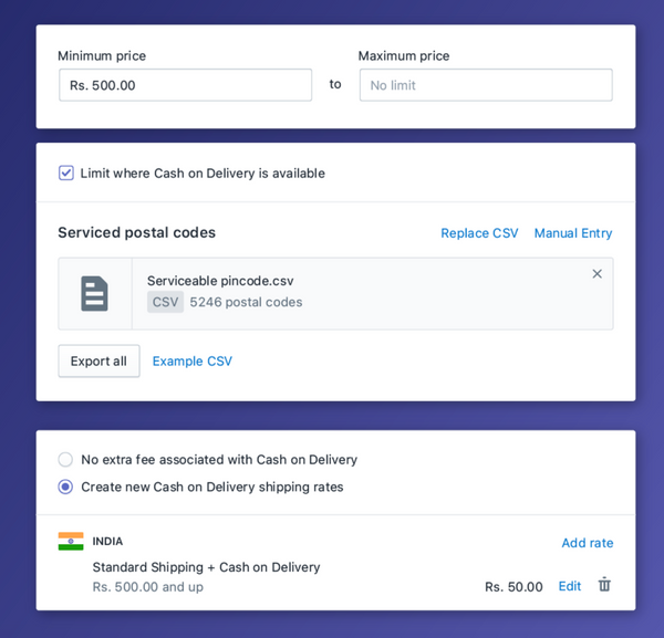 configuring cash on delivery on shopify