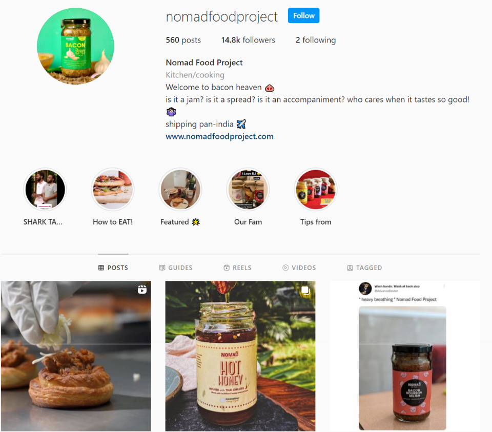 The Nomad Food Project credits Instagram as a conversion channel