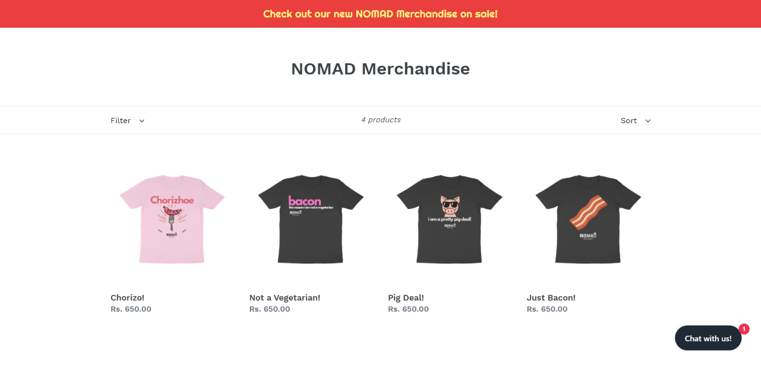 The Nomad Food Project sells merch like bacon t-shirts