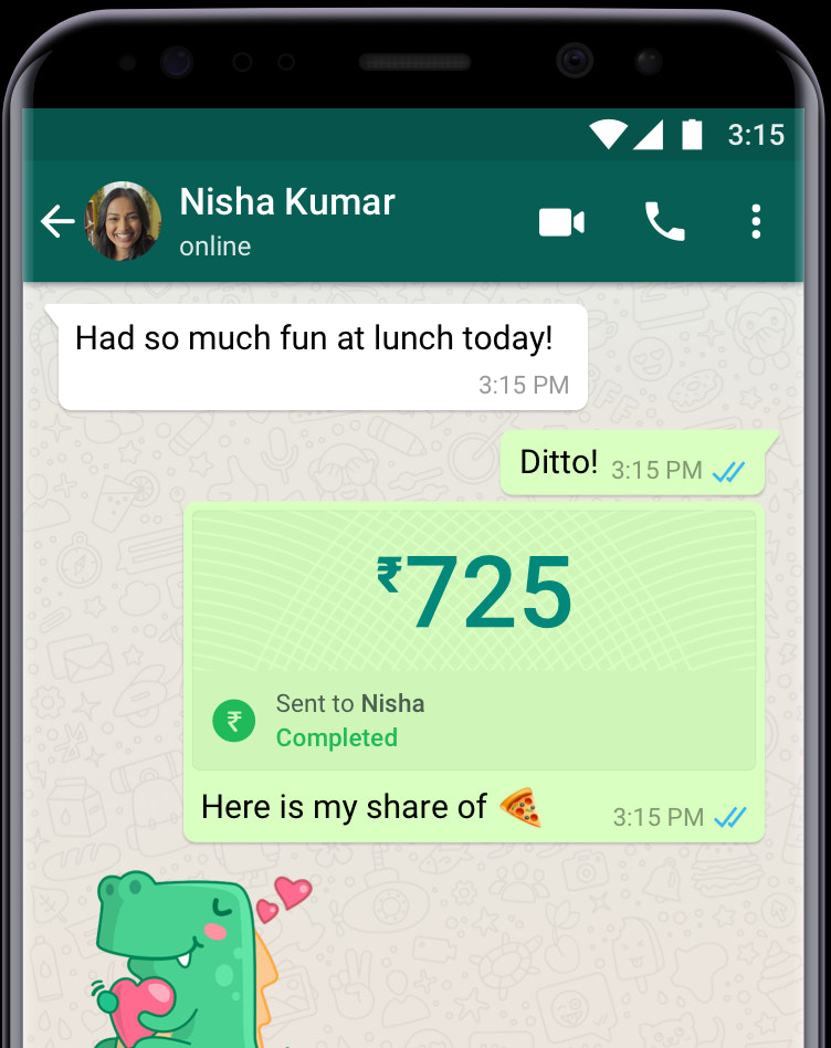 WhatsApp Pay in-app feature