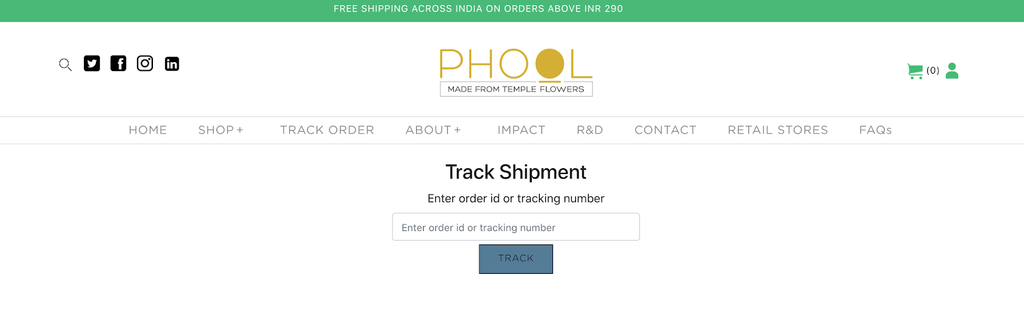 branded tracking page - phool