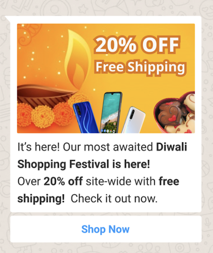 diwali whatsapp marketing example