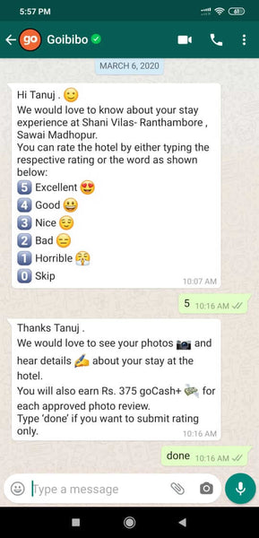 request customer feedback on whatsapp