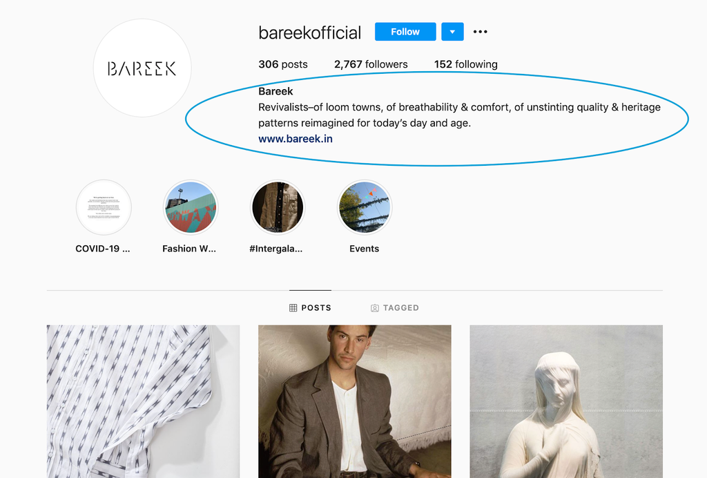 instagram bio example shopify