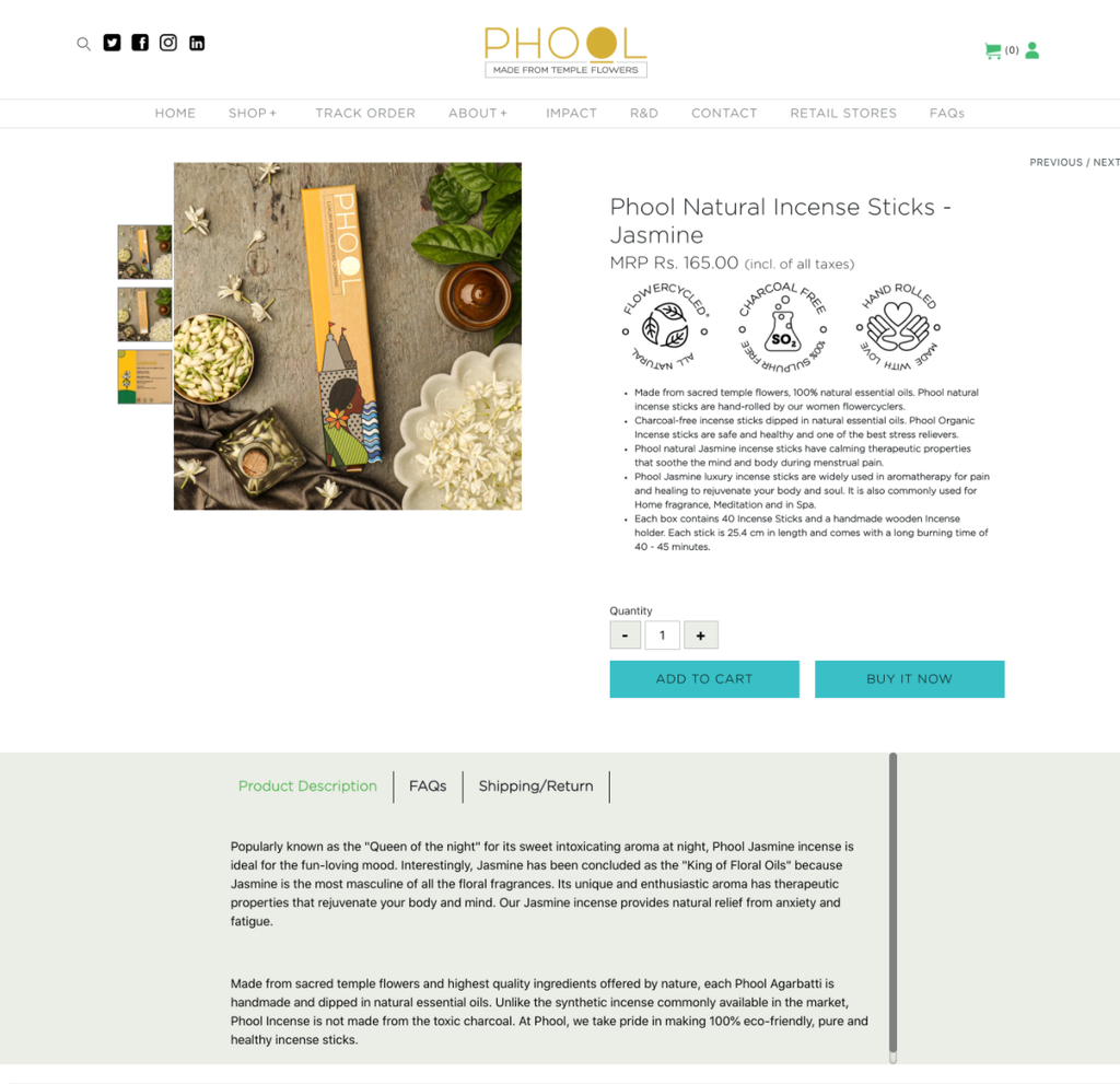 product page examples on shopify - phool