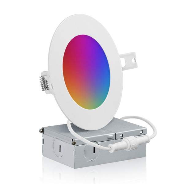 QPlus Smart Slim LED Pot Light de 4 pulgadas (WiFi - Sin concentrador) - RGB 16 millones de colores y blanco sintonizable 2700K a 6500K