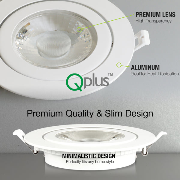 QPlus 6 Inch Gimbal Recessed Rotatable Recessed LED Pot Lights Features