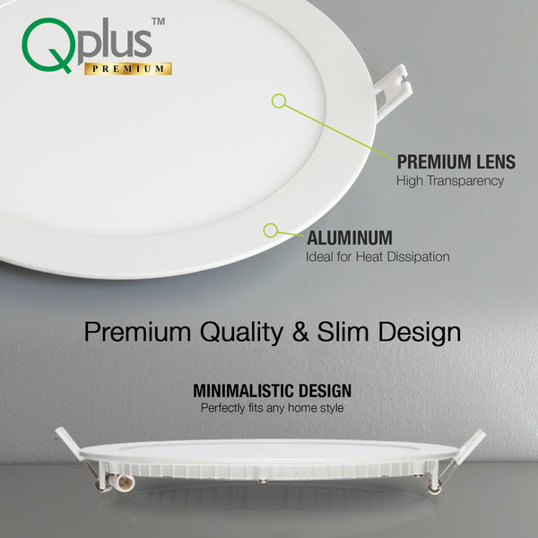 QPLUS 8 Inch Slim Panel Recessed Adjustable Multi Color Temperature LED Pot Light Changeable Color Temperature By The Wall Switch