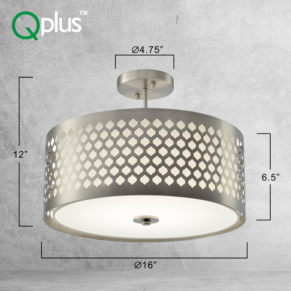 QPlus Elegant 5CCT Color Changing LED Semi Flush Mount Ceiling Light Fixture Dimensions