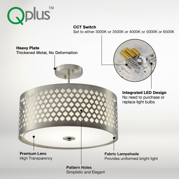QPlus Elegant 5CCT Color Changing LED Semi Flush Mount Ceiling Light Fixture Features