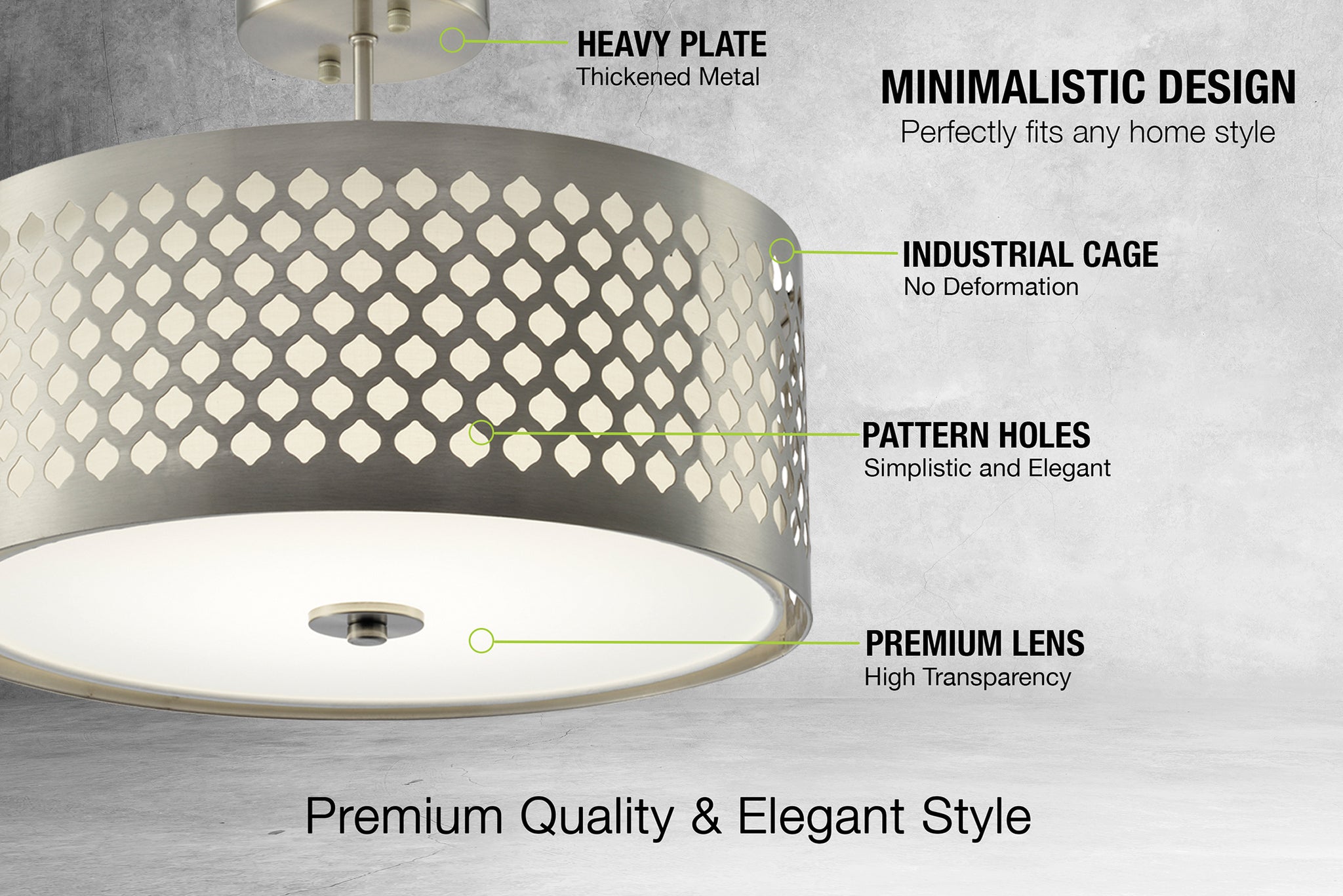 QPlus Elegant 5CCT Color Changing LED Semi Flush Mount Ceiling Light Fixture Features