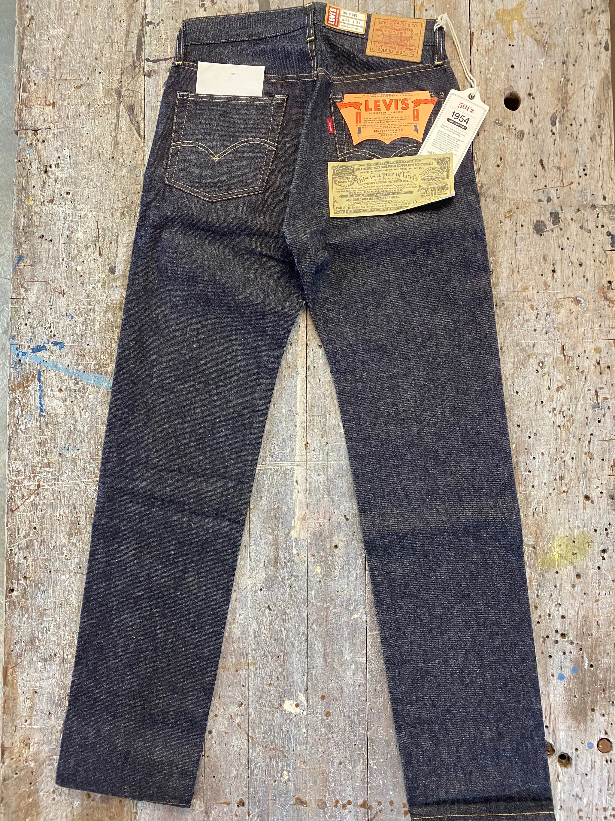 LEVIS VINTAGE CLOTHING 1954 501Z RAW SHRINK TO FIT - Elroy Clothing