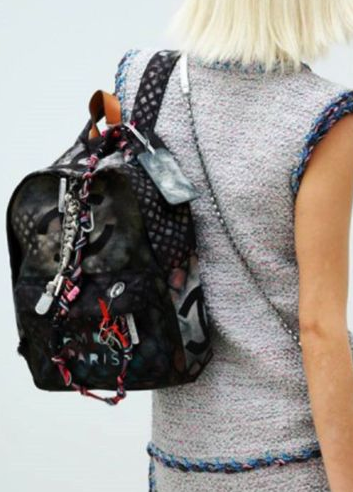 Chanel Art School Runway Graffiti Backpack Bag Large Black Circe