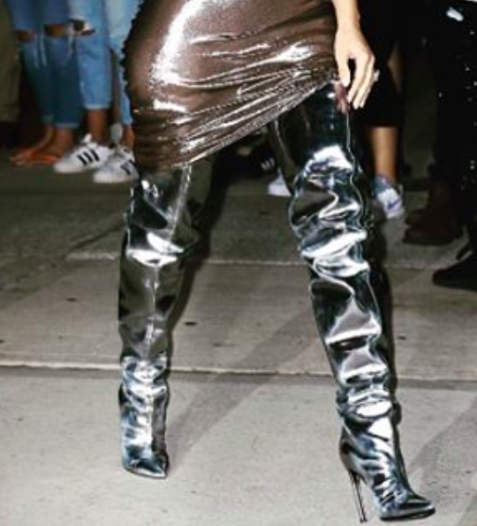 balenciaga metallic thigh high boots