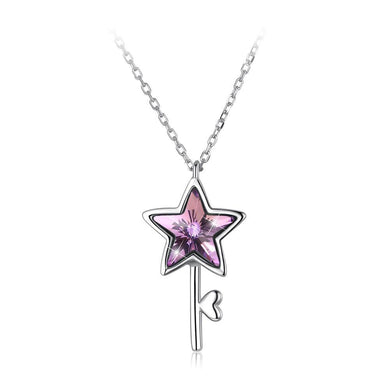925 Sterling Silver Elegant Fashion Star and Key Pendant and Necklace with Austrian Element Crystal - Glamorousky