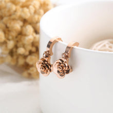 Load image into Gallery viewer, Fashion and Elegant Plated Rose Gold Camellia Titanium Steel Earrings - Glamorousky