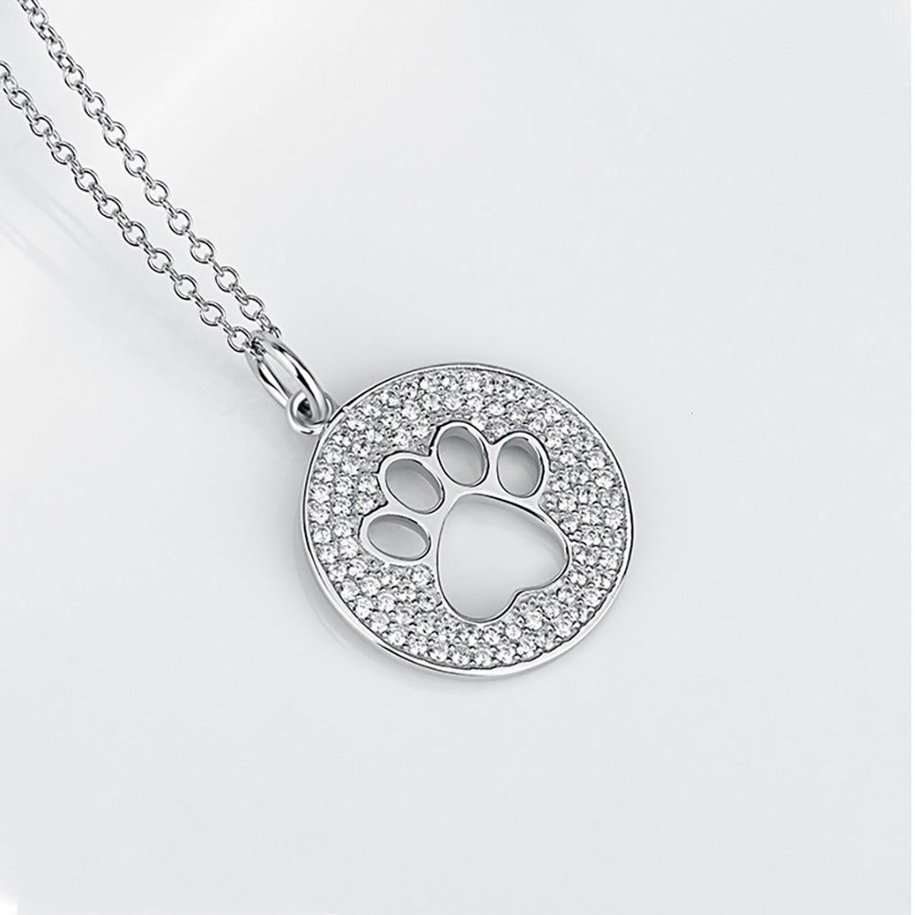 925 Sterling Silver and Bright Dog Paw Print R – Glamorousky