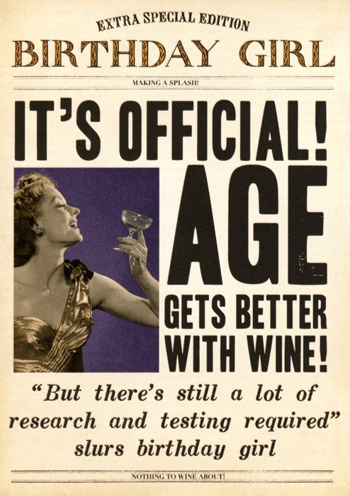 Funny birthday card - Official - Age gets better with wine | Comedy ...