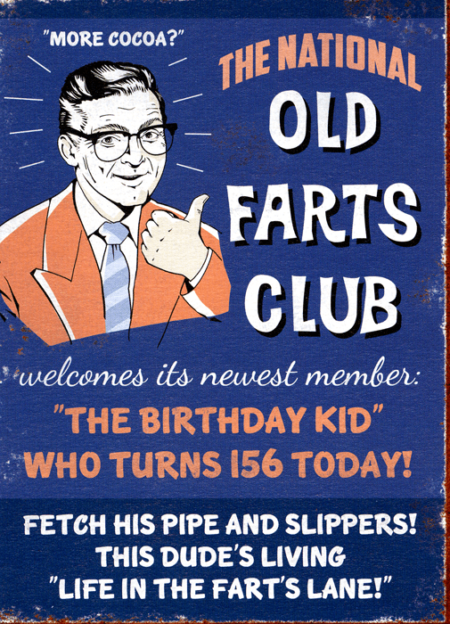 Humorous birthday card - Old Farts Club | Comedy Card Company