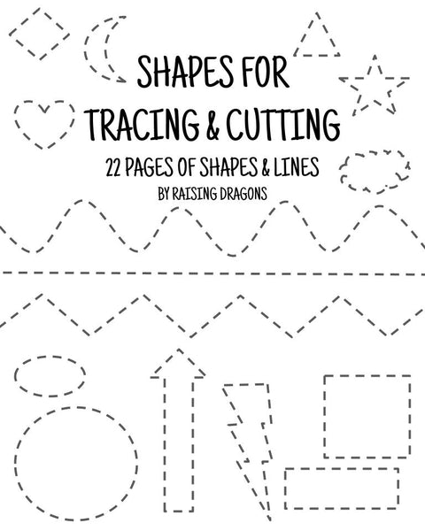 shapes tracing and cutting activity printable raising dragons