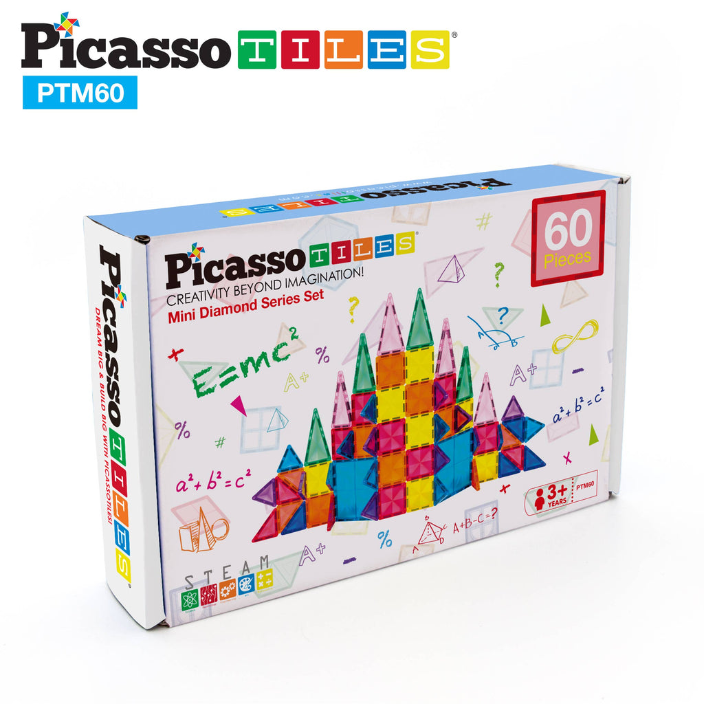 Picassotiles Mini 60 Piece 3d Magnetic Building Blocks Mini Diamon Raising Dragons