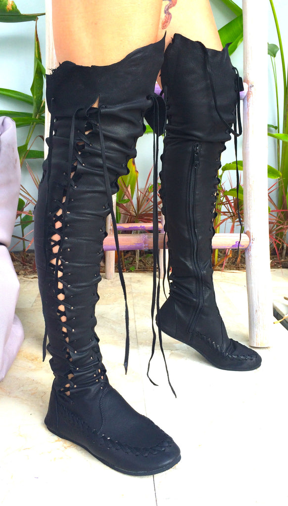 Tall Leather Boots – Black Over The Knee High Boots | Gipsy Dharma