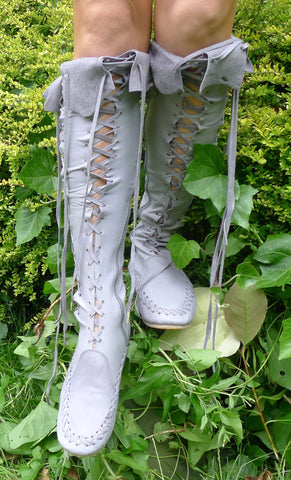 Leather Boots – Grey Knee High Leather Boots | Gipsy Dharma