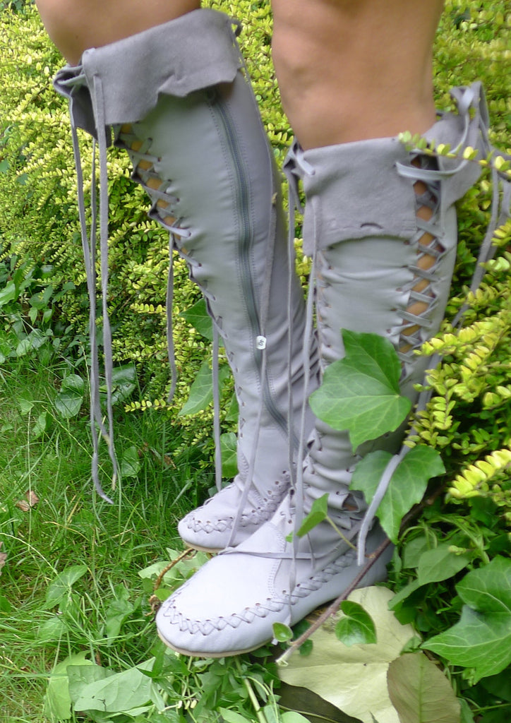 Leather Boots – Grey Knee High Leather Boots | Gipsy Dharma