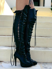 simple black leather boots