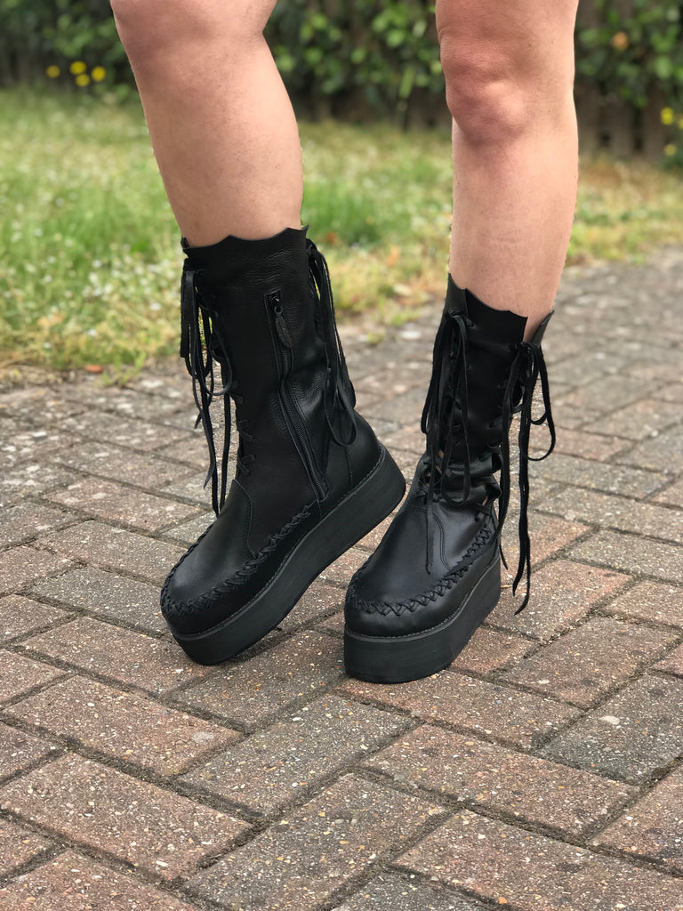 Leather Boots – Black Knee High Leather 