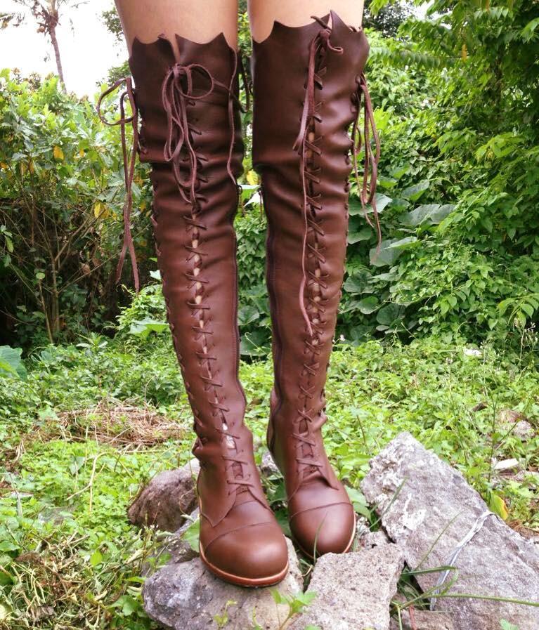Leather Boots – Red Wine Knee High Leather Boots | Gipsy Dharma
